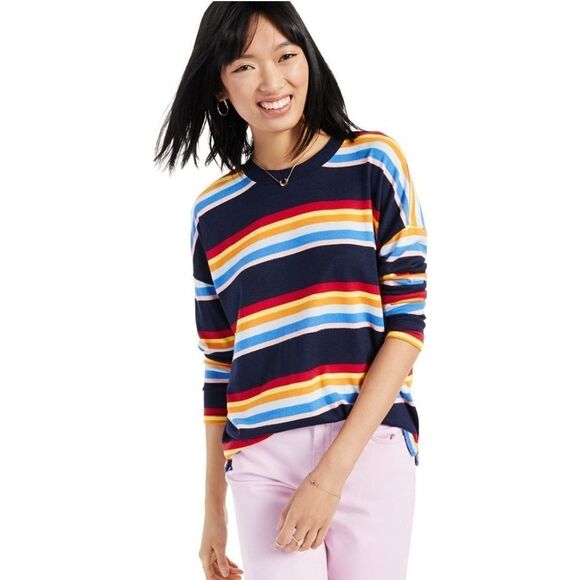 Style & Co Multi-Stripe Sweater Industrial Blue Stripe XL - Picture 1 of 2